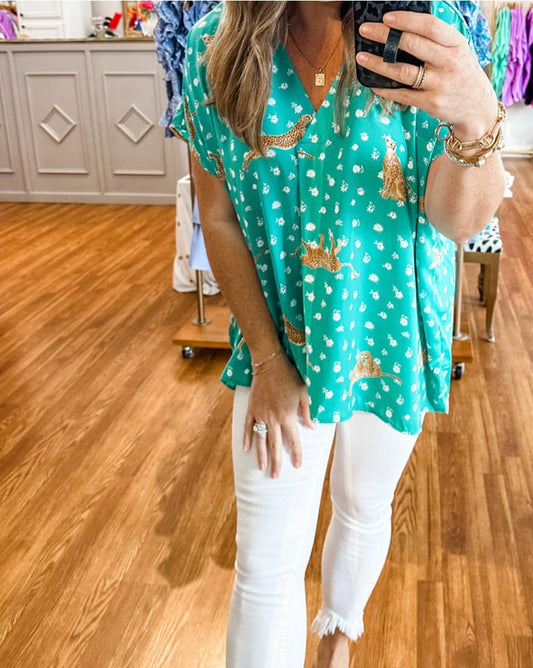 Cheetah Short Sleeve Top