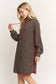 ED6906-10 ANIMAL URBAN RIBBED MINI HOODIE DRESS: Brown