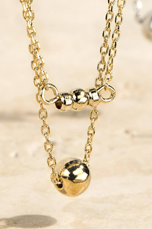 Brass Beads Pendant Necklace: Gd-Gold / OS