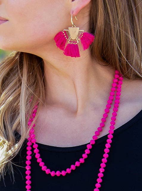 Free Spirit Tassel Earrings, Fuchsia: Fuchsia / One Size