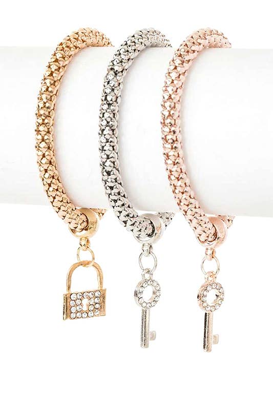 Lock & Key Popcorn Tritone Bracelet Set