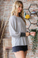 Boat neck with inserted neck detail knit top Grey / Contemporary
