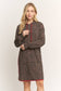 ED6906-10 ANIMAL URBAN RIBBED MINI HOODIE DRESS: Brown