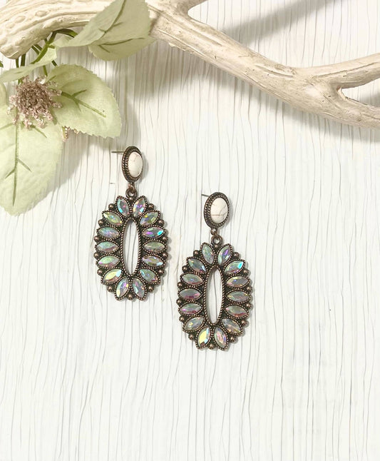 Linked To You Aurora Borealis Copper Drop Earrings: Copper / One Size