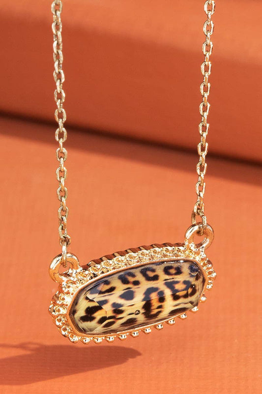 Resin Charm Necklace: Leopard
