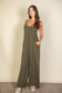 Spaghetti strap solid wide jumpsuit: Black