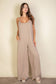 Spaghetti strap solid wide jumpsuit: Black
