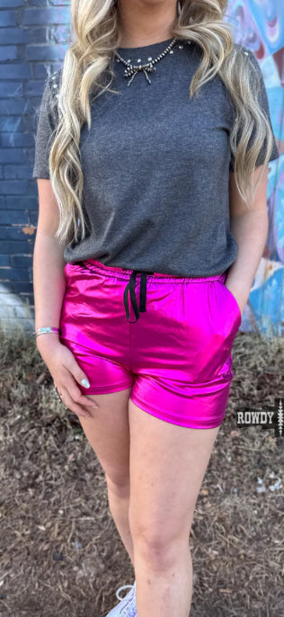 Pink Metallic Shorts