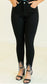 THE GENOVA BLACK SKINNY JEANS WITH RHINESTONE FRINGE DETAIL