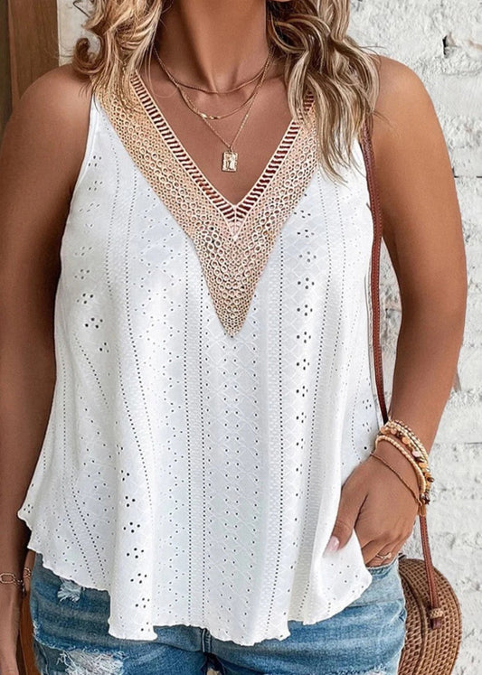 V-neck Eyelet Tank