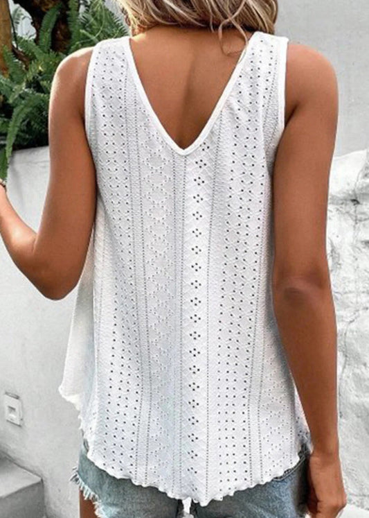 V-neck Eyelet Tank