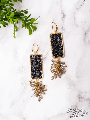 Rectangle Earrings with Dangle