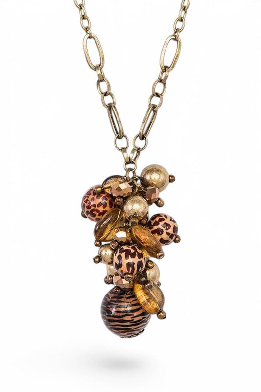 Animal Printed Mix Beads Pendant Necklace
