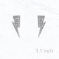 1.1" Lightning Bolt with Rhinestone Post Earrings: Silver