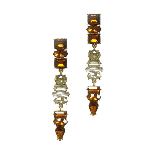 Amber Cascade Crystal Drops: Brown / One Size