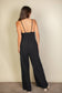 Spaghetti strap solid wide jumpsuit: Black