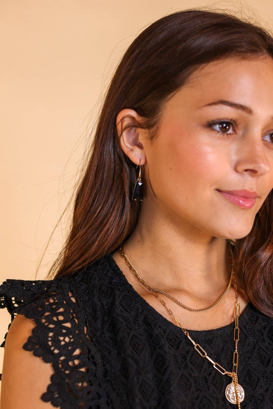 Making Wishes Black Drop Earrings: Black / One Size