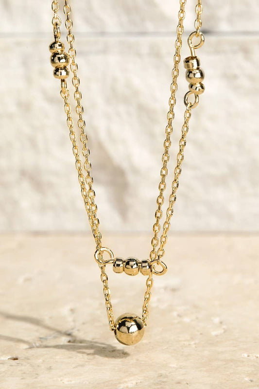 Brass Beads Pendant Necklace: Gd-Gold / OS
