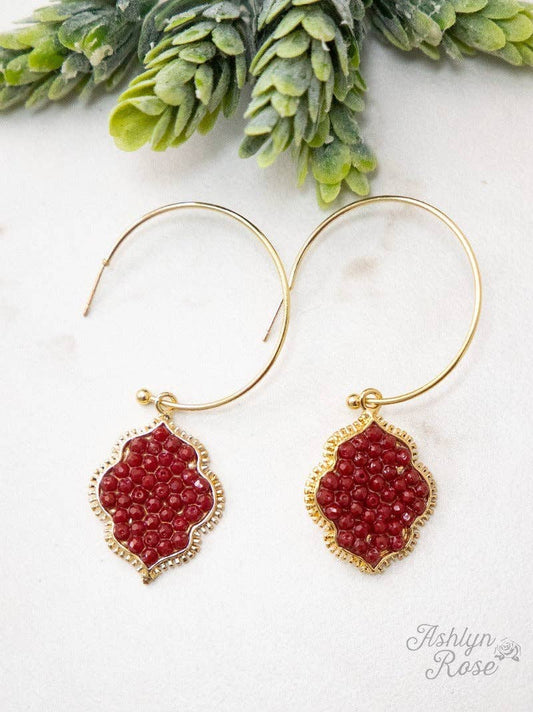 Bring a Gem in your Life Hoop Earrings, Red: Red / One Size