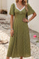 Polka Dot Lacy Neckline Smocked High Waist Maxi Dress
