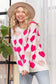 HEART PATTERN SWEATER TOP PEARL ACCENT: OFF WHITE/PINK / S-M-L