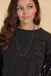 Glitz, Glam, Simple Strands Double Beaded Navy Blue Necklace with A Gold Chain: Mix Pattern / One Size