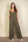 Spaghetti strap solid wide jumpsuit: Black